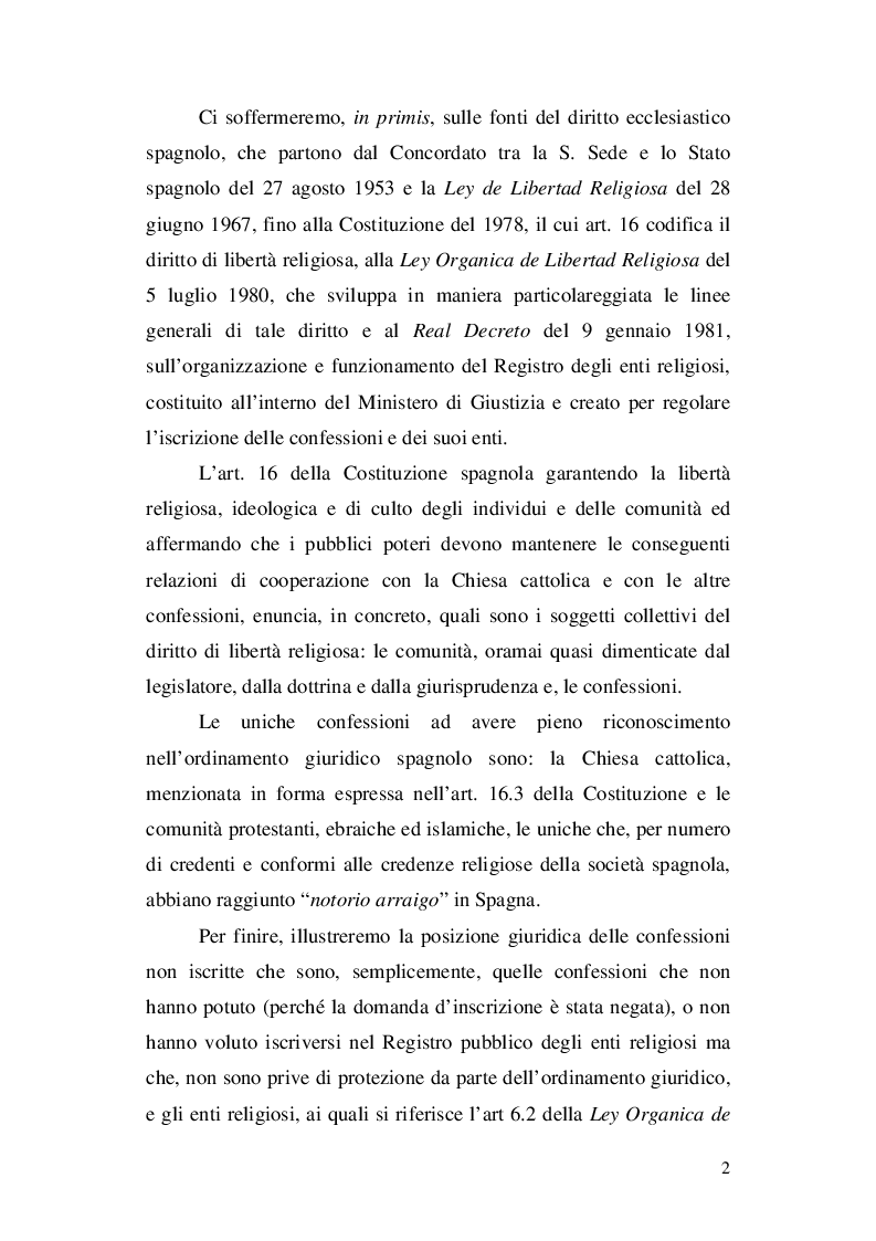 Anteprima della tesi: La nozione di confessione religiosa nell'ordinamento giuridico italiano e spagnolo, Pagina 3