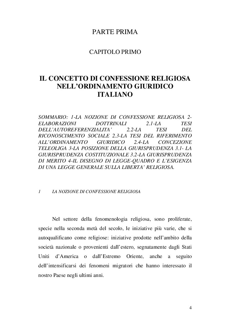 Anteprima della tesi: La nozione di confessione religiosa nell'ordinamento giuridico italiano e spagnolo, Pagina 5
