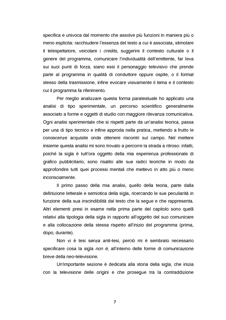 Anteprima della tesi: Teoria e tecnica della sigla televisiva - Il paratesto televisivo e la sua applicazione pratica, Pagina 2