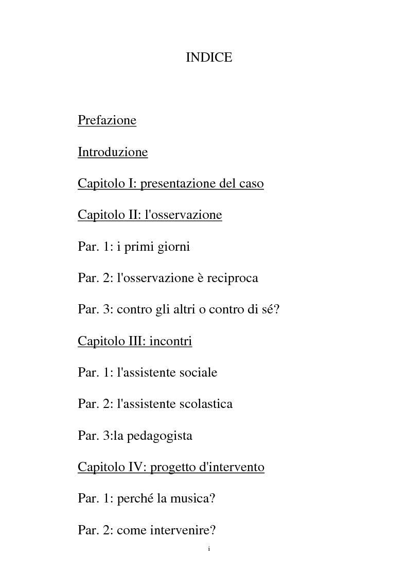 Indice della tesi: La relazione musicale, Pagina 1