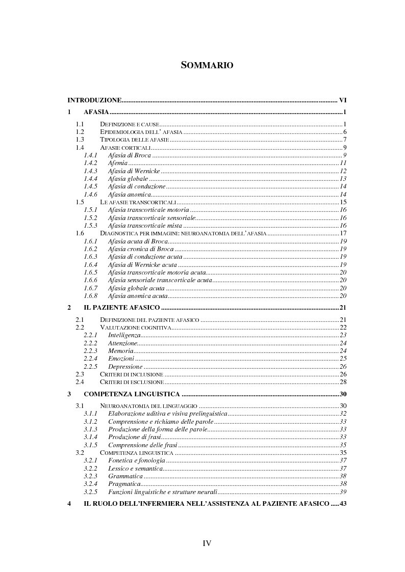Indice della tesi: Valutazione del carico assistenziale del caregiver in relazione all’alterata cura di sé e deficit della comunicazione in pazienti affetti da afasia assistiti in regime domiciliare, Pagina 1