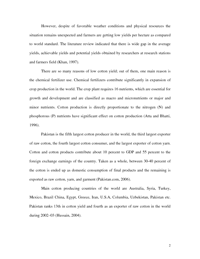 Anteprima della tesi: Effect of fertilizer use on cotton production, Pagina 2