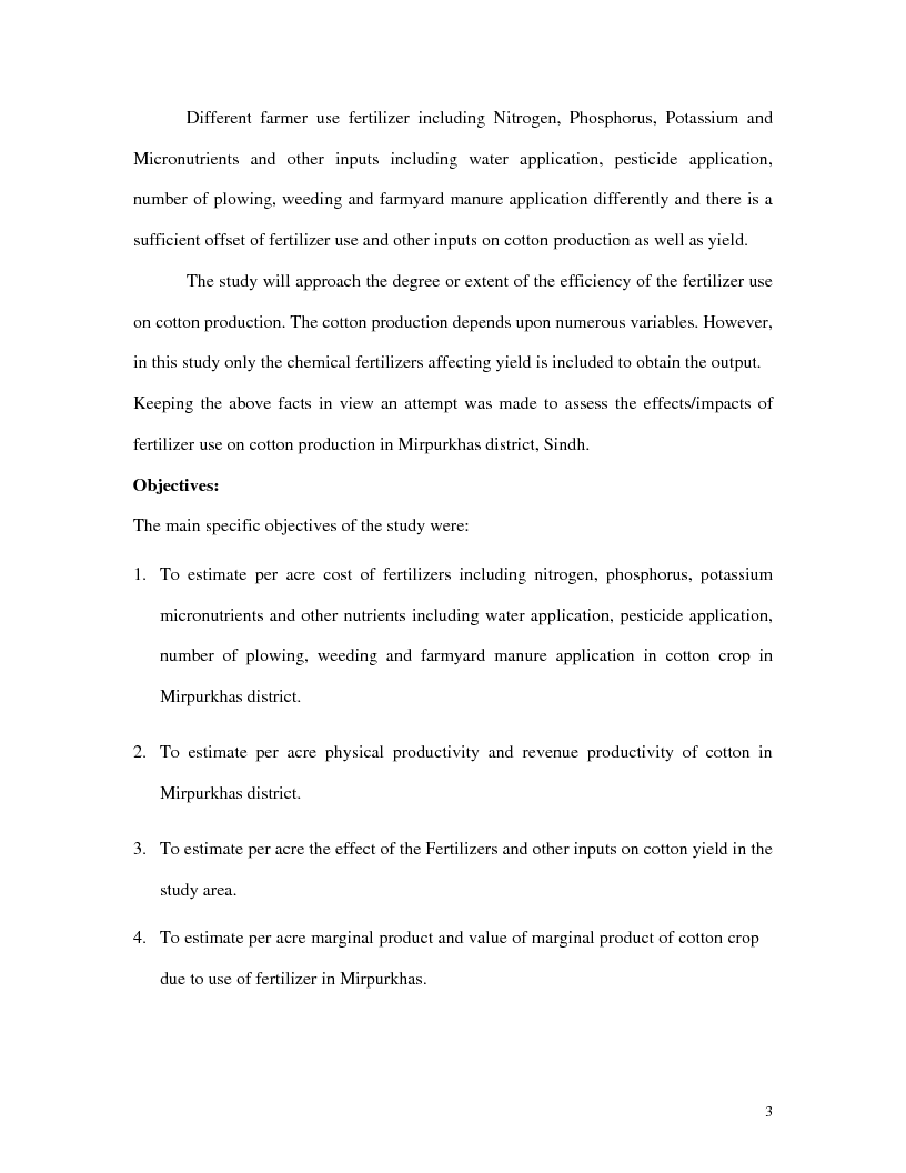 Anteprima della tesi: Effect of fertilizer use on cotton production, Pagina 3