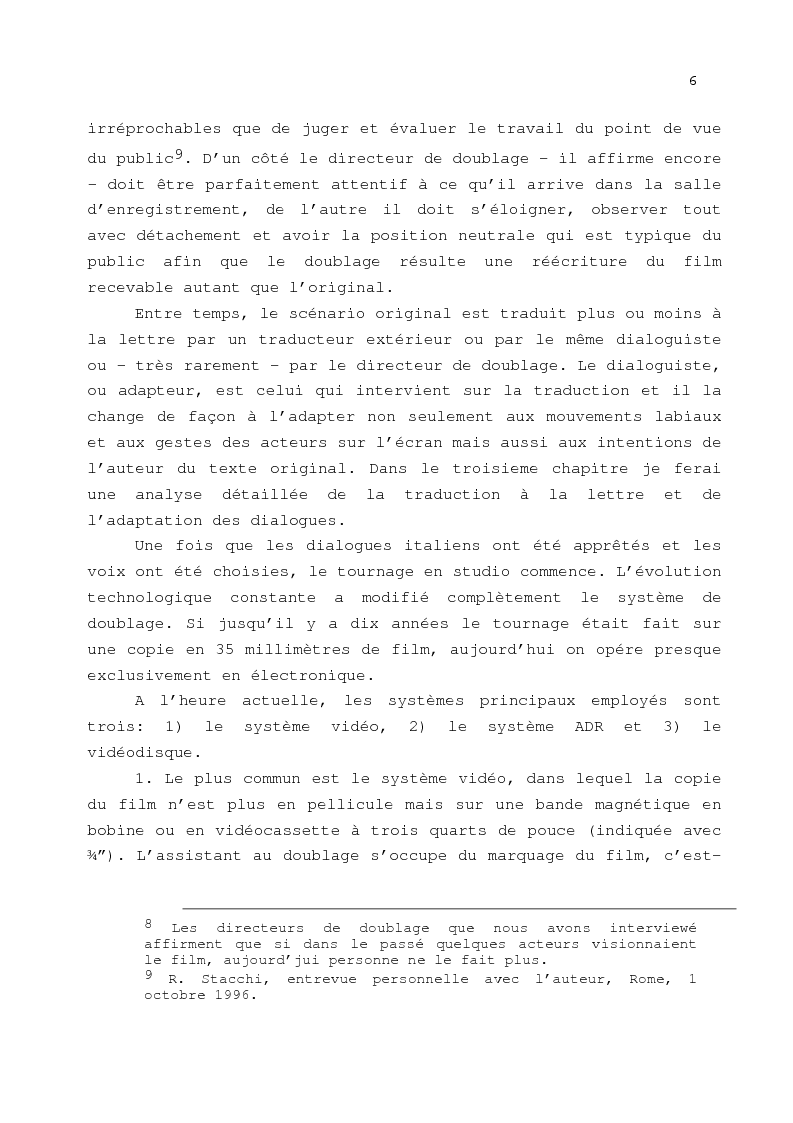 Anteprima della tesi: Le problème de la traduction dans le doublage cinématographique en Italie, Pagina 10