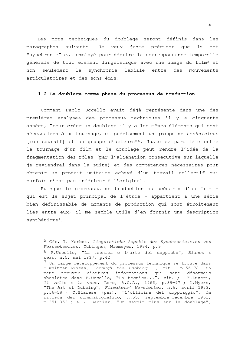 Anteprima della tesi: Le problème de la traduction dans le doublage cinématographique en Italie, Pagina 7