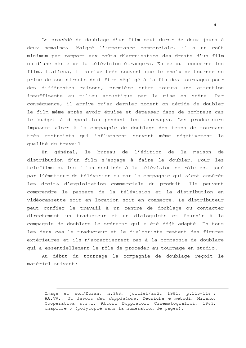 Anteprima della tesi: Le problème de la traduction dans le doublage cinématographique en Italie, Pagina 8