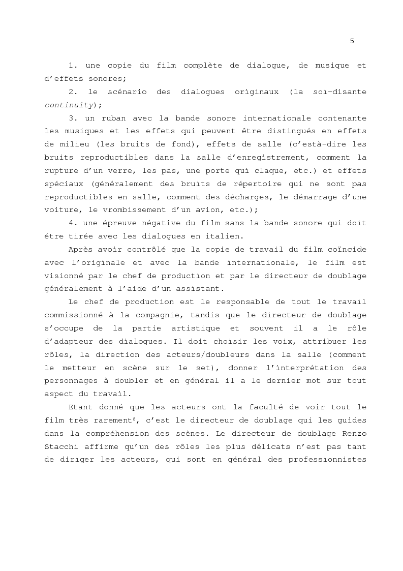 Anteprima della tesi: Le problème de la traduction dans le doublage cinématographique en Italie, Pagina 9