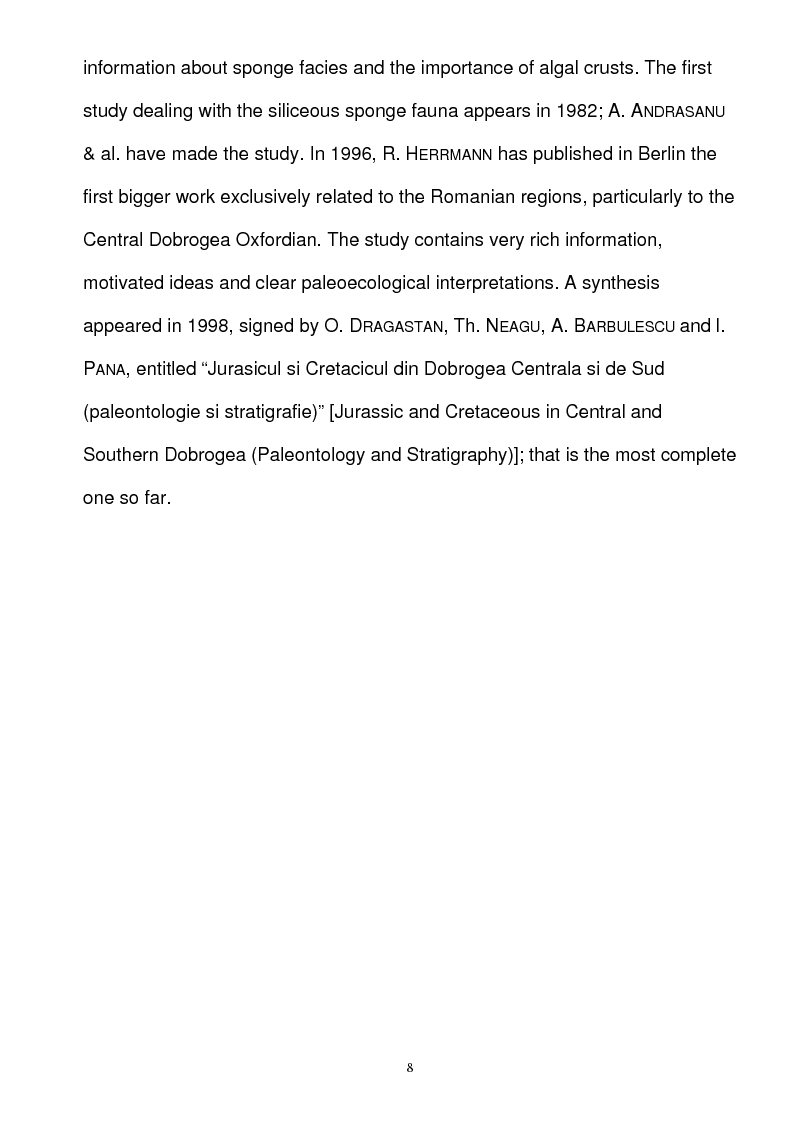 Anteprima della tesi: Paleoecology of Upper Jurassic Sponge Deposits in Western Central Dobrogea, Pagina 2