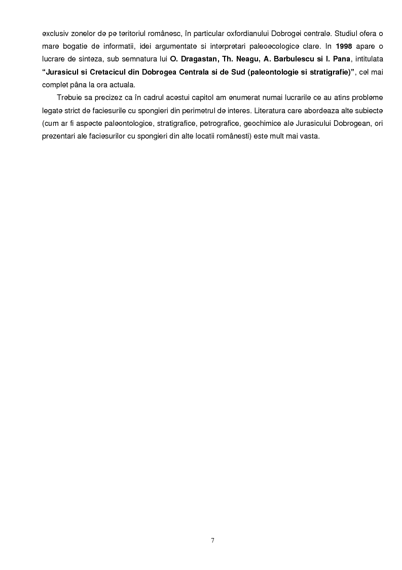 Anteprima della tesi: Faciesul cu spongieri din vestul Dobrogei centrale in Jurasicul superior - interpretari paleoecologice, Pagina 2