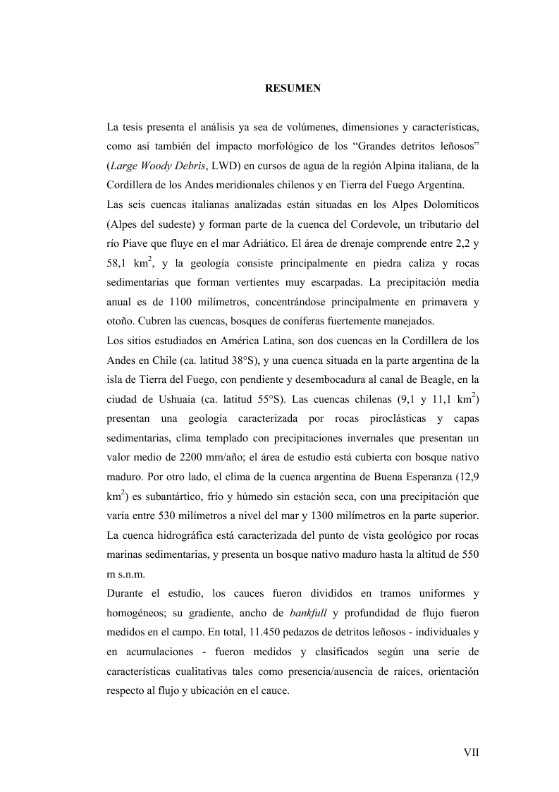 Anteprima della tesi: Volume and Characteristics of Woody Debris in Mountain Rivers of Italian Dolomites and Southern Andes, Pagina 3