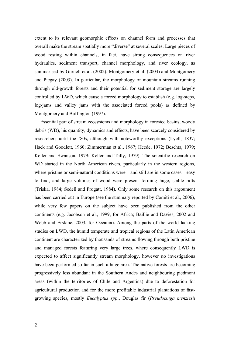 Anteprima della tesi: Volume and Characteristics of Woody Debris in Mountain Rivers of Italian Dolomites and Southern Andes, Pagina 7