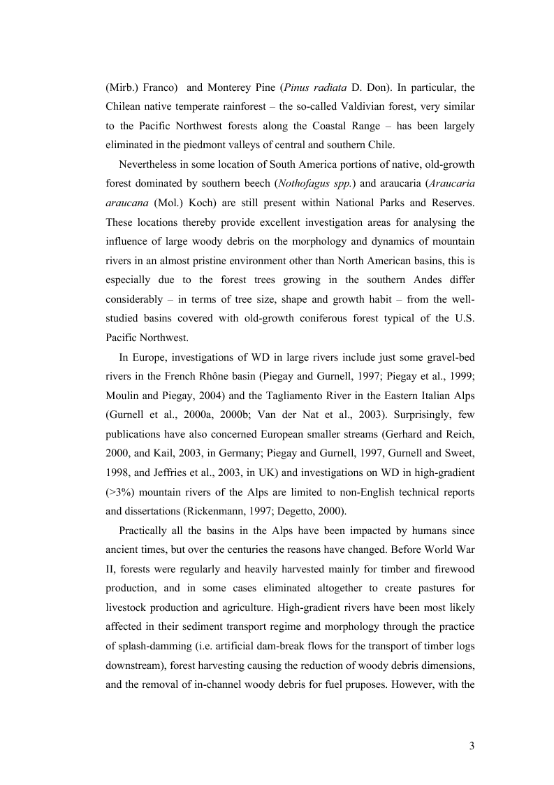 Anteprima della tesi: Volume and Characteristics of Woody Debris in Mountain Rivers of Italian Dolomites and Southern Andes, Pagina 8