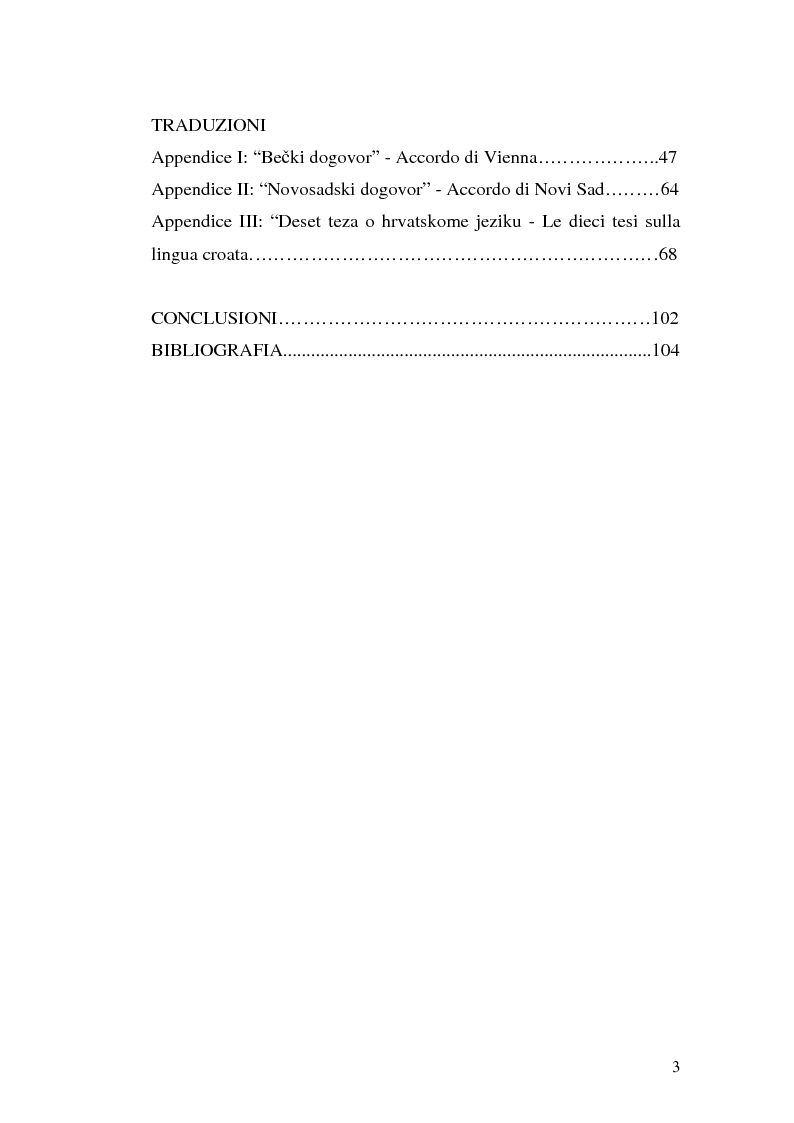 Indice della tesi: Il processo di standardizzazione del croato, Pagina 2