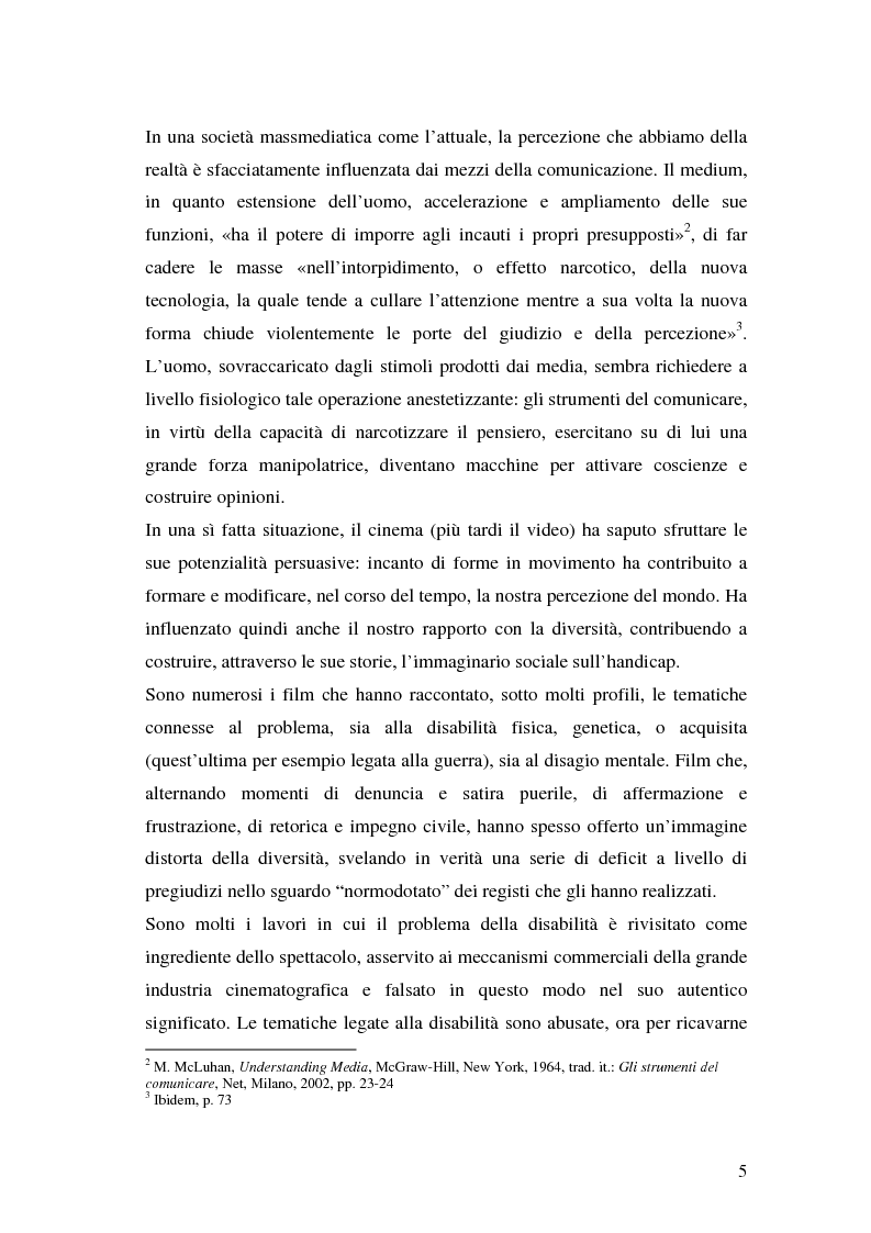 Anteprima della tesi: Oltre il dolore, oltre la pena. Cinema e handicap, quattro diversi sguardi d'autore, Pagina 2