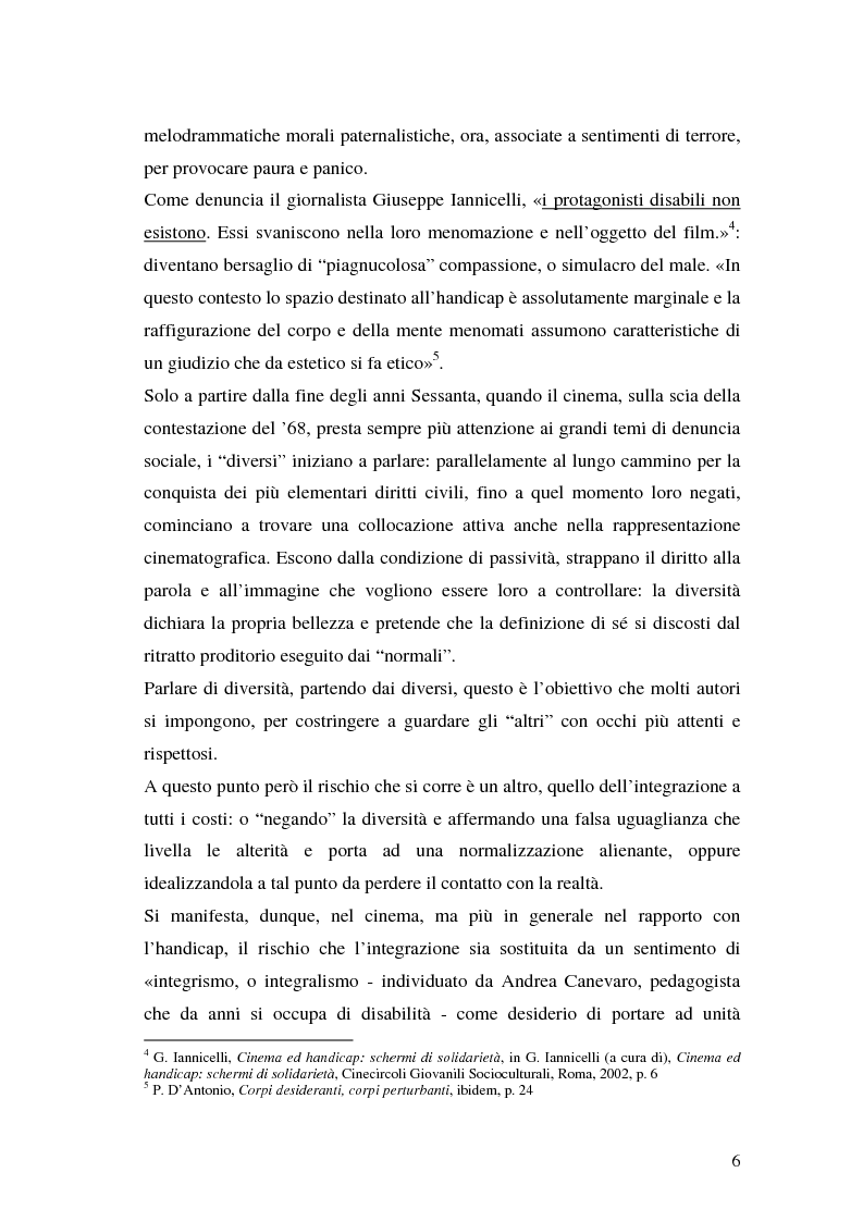 Anteprima della tesi: Oltre il dolore, oltre la pena. Cinema e handicap, quattro diversi sguardi d'autore, Pagina 3