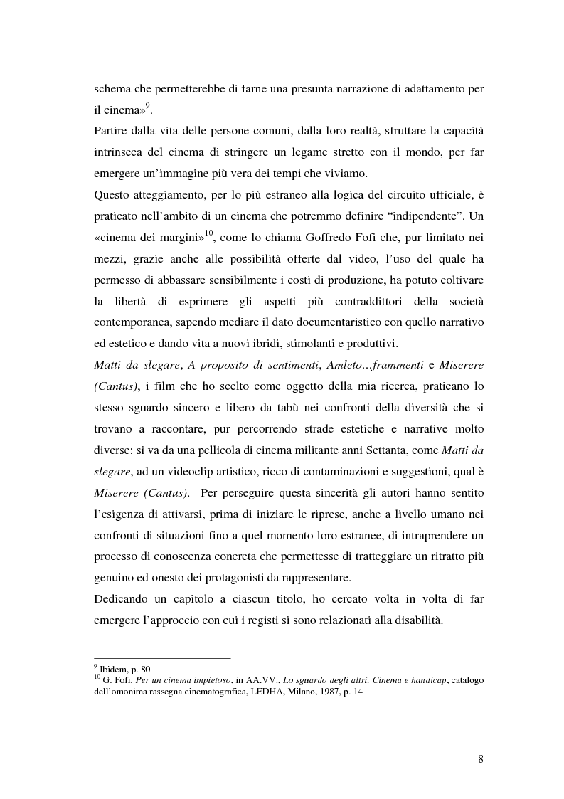 Anteprima della tesi: Oltre il dolore, oltre la pena. Cinema e handicap, quattro diversi sguardi d'autore, Pagina 5