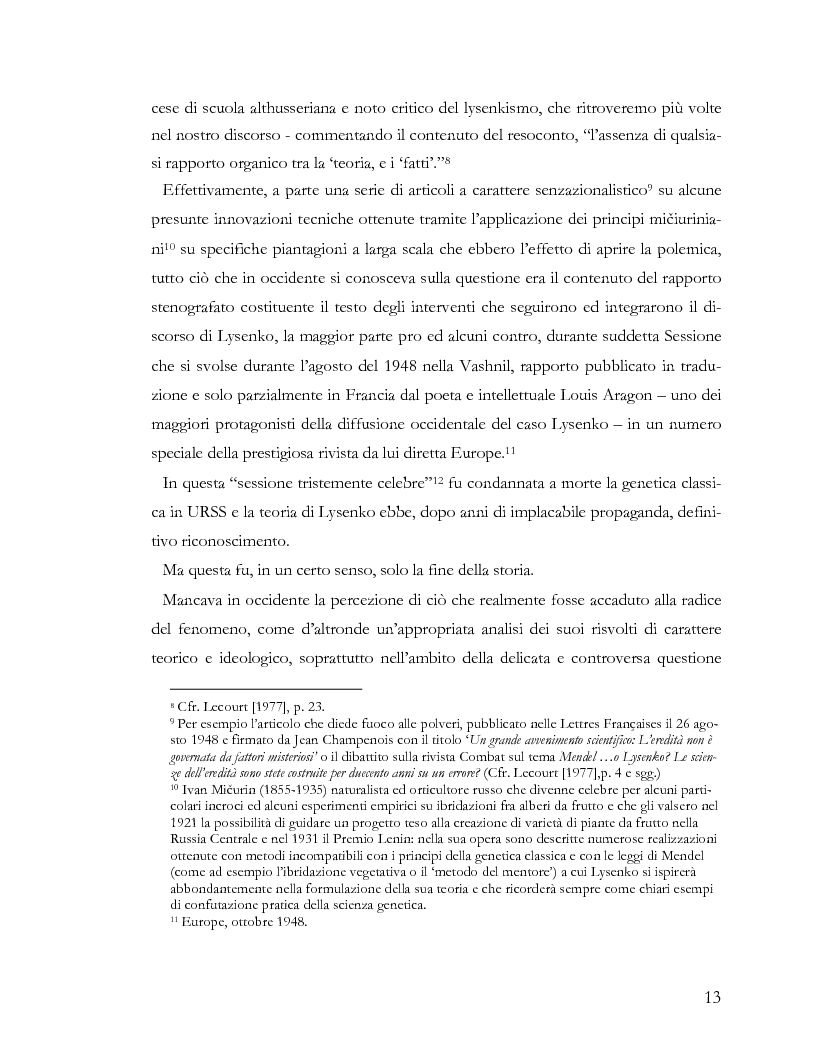 Anteprima della tesi: L'ideologia nella scienza: il caso Lysenko, Pagina 10