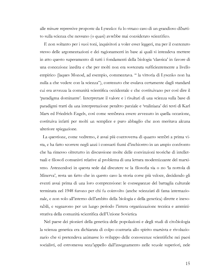 Anteprima della tesi: L'ideologia nella scienza: il caso Lysenko, Pagina 12