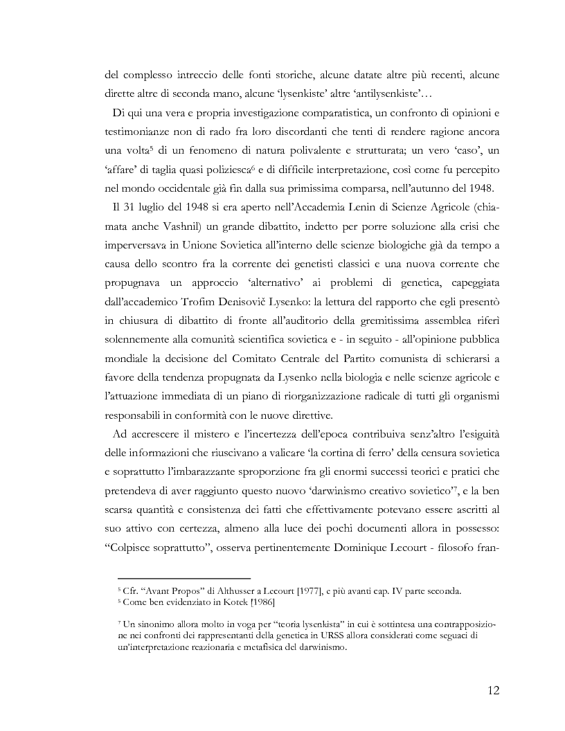 Anteprima della tesi: L'ideologia nella scienza: il caso Lysenko, Pagina 9