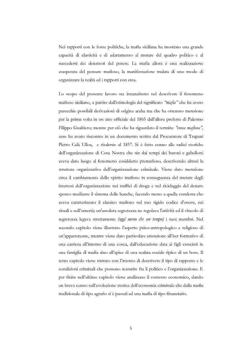 Anteprima della tesi: La condotta mafiosa in un contesto criminale, Pagina 2