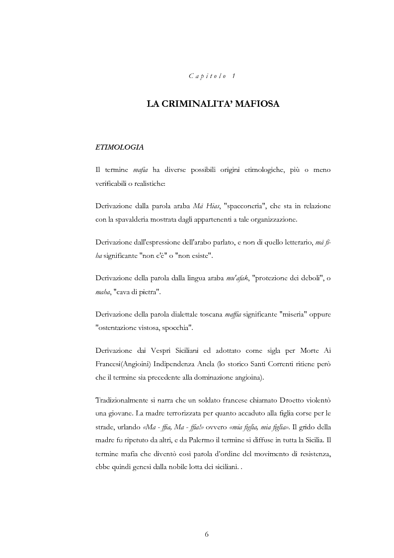 Anteprima della tesi: La condotta mafiosa in un contesto criminale, Pagina 4
