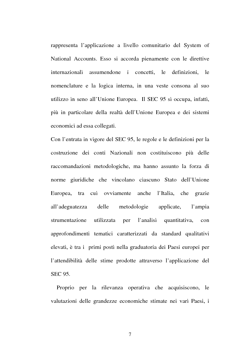 Anteprima della tesi: Il sistema dei conti nazionali ed il conto satellite della spesa per la protezione dell'ambiente EPEA, Pagina 5