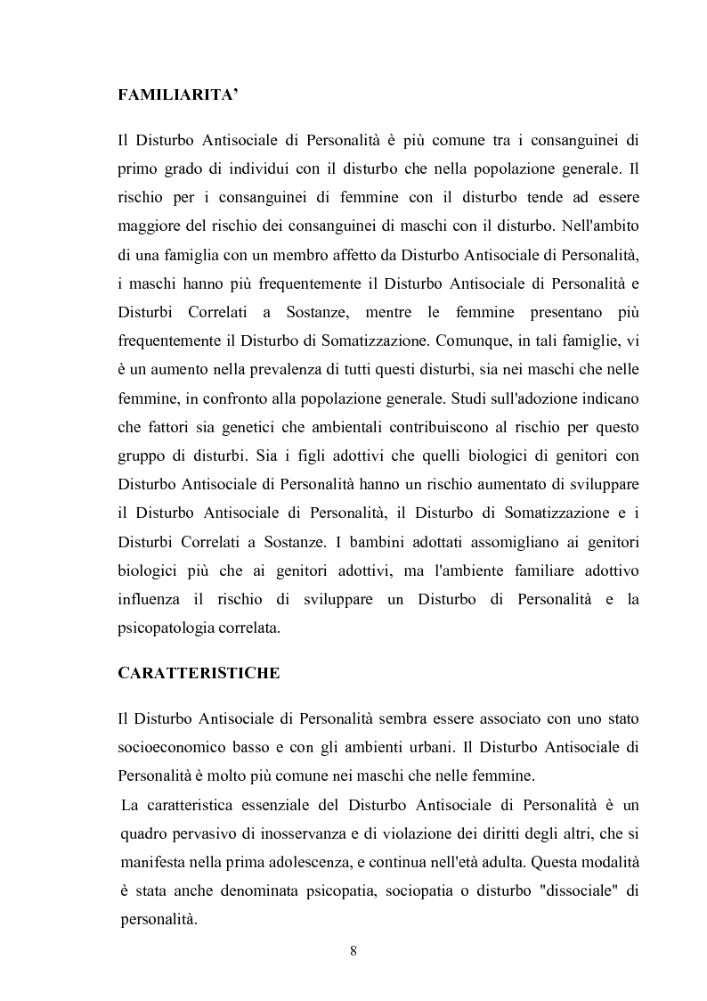 Anteprima della tesi: Disturbo Antisociale di Personalità: tra detenzione e tentativi di cura, Pagina 5