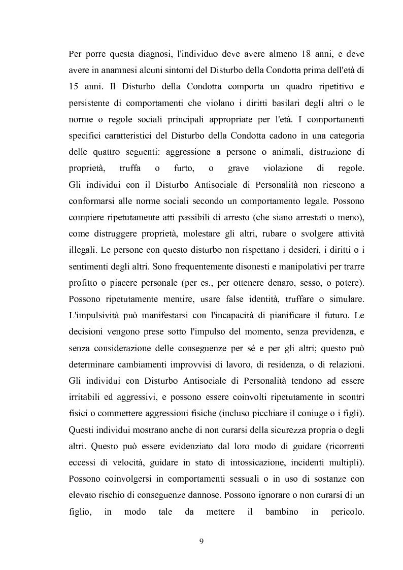 Anteprima della tesi: Disturbo Antisociale di Personalità: tra detenzione e tentativi di cura, Pagina 6