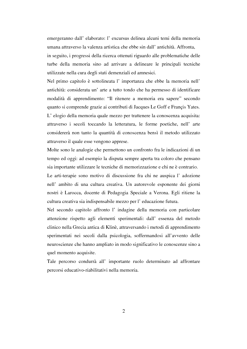 Anteprima della tesi: Memoria: un'indagine conoscitiva, Pagina 2
