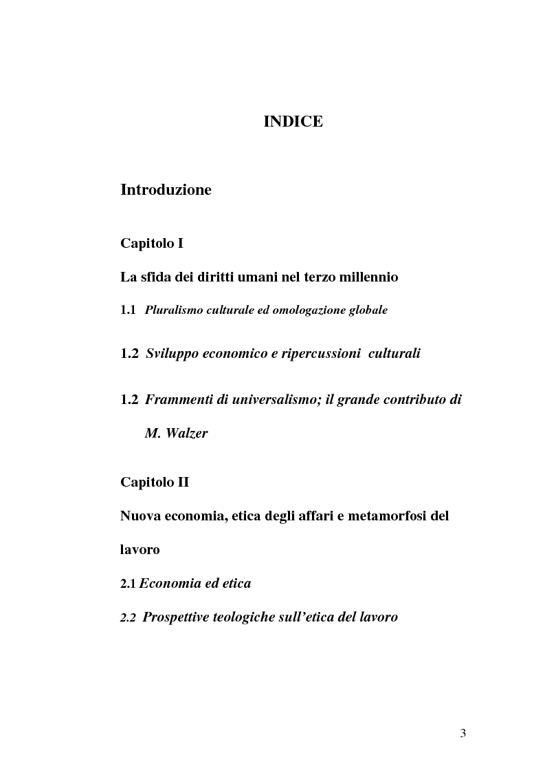 Indice della tesi: Diritti umani e multiculturalità nel villaggio globale, Pagina 1