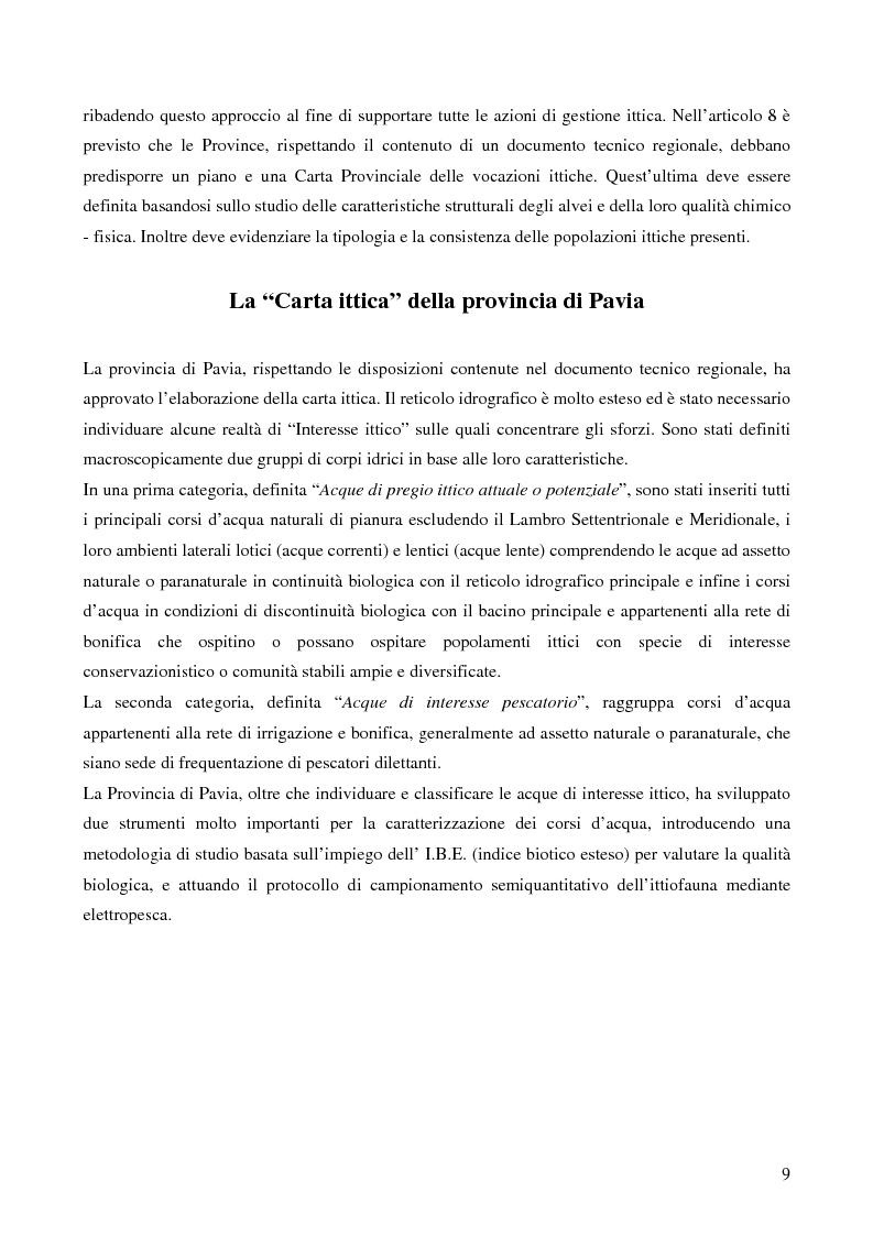 Anteprima della tesi: Ecologia delle comunità ittiche planiziali della provincia di Pavia, Pagina 7