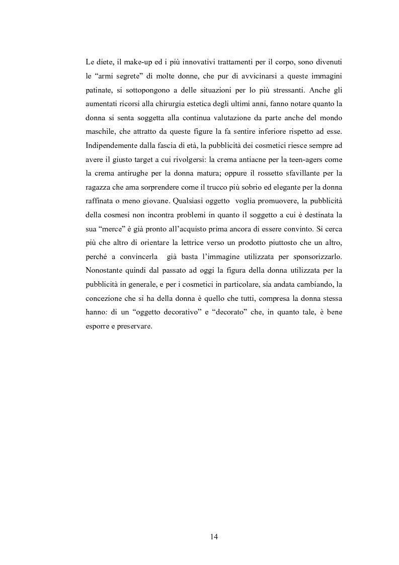 Anteprima della tesi: La rappresentazione della donna nella pubblicità dei cosmetici. Una ricerca di analisi del contenuto., Pagina 11