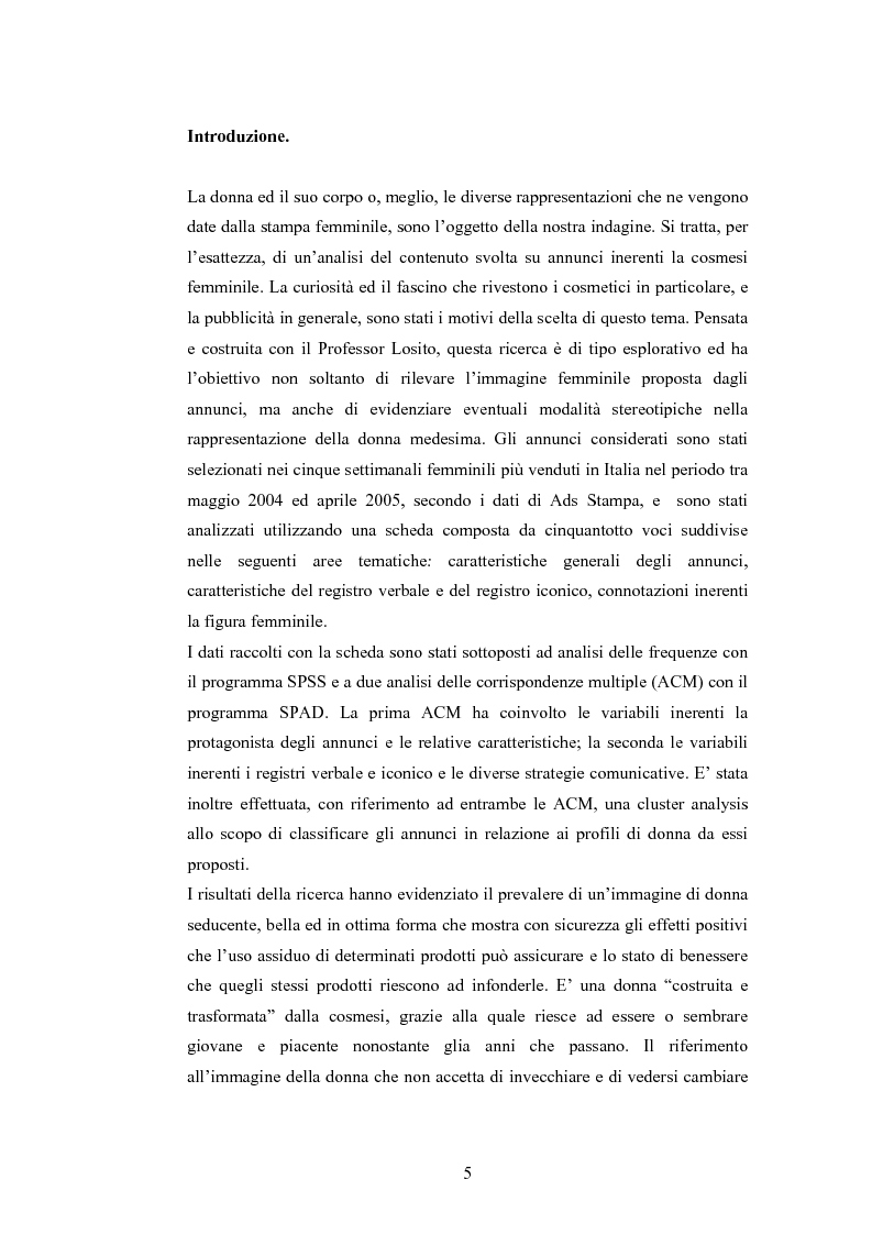 Anteprima della tesi: La rappresentazione della donna nella pubblicità dei cosmetici. Una ricerca di analisi del contenuto., Pagina 2