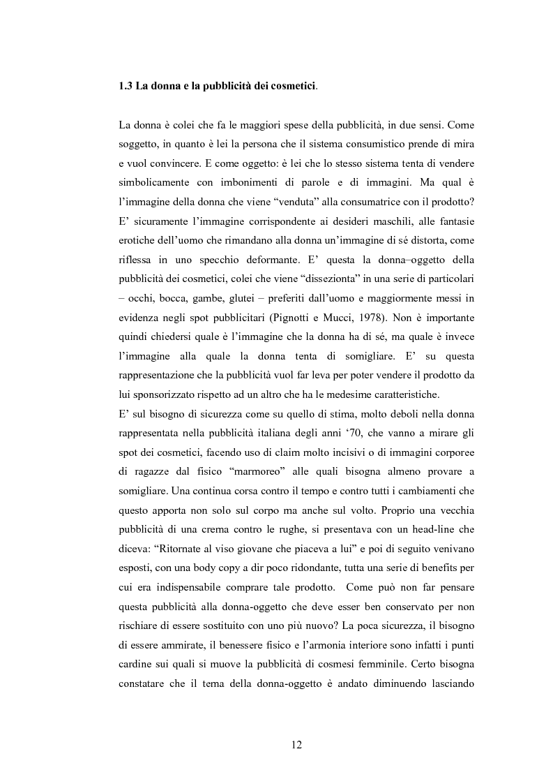 Anteprima della tesi: La rappresentazione della donna nella pubblicità dei cosmetici. Una ricerca di analisi del contenuto., Pagina 9