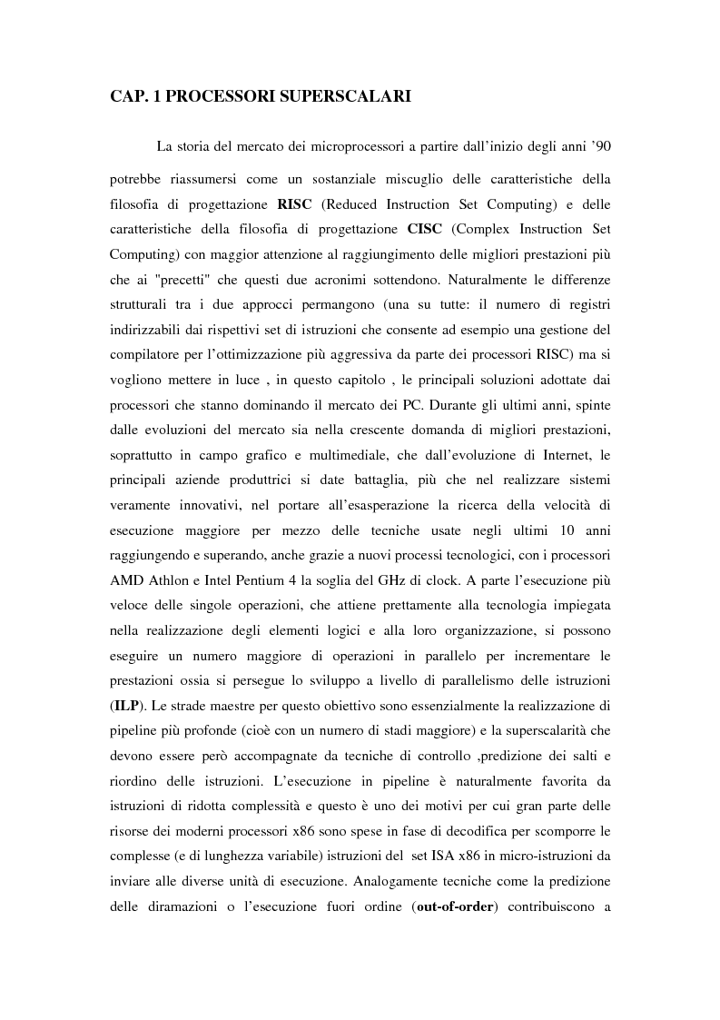 Anteprima della tesi: Analisi delle architetture di microprocessori commerciali, Pagina 2