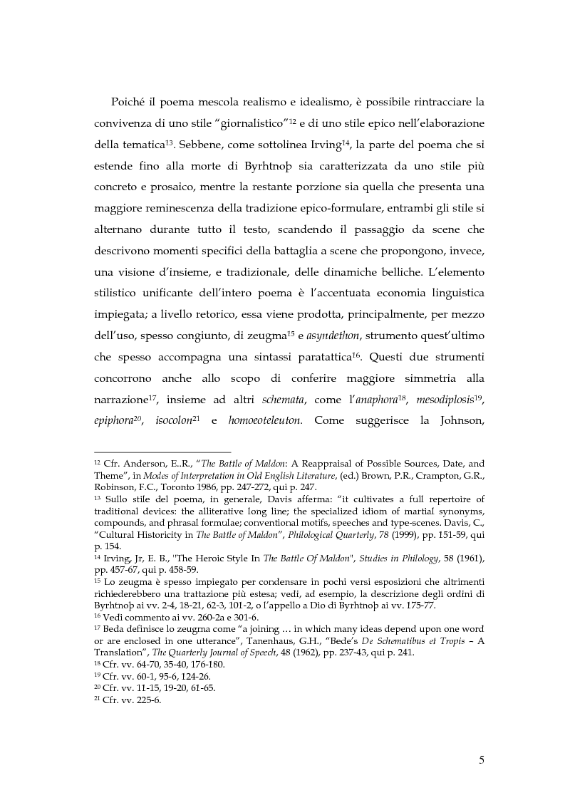 Anteprima della tesi: The Battle of Maldon: un'indagine retorica, Pagina 5