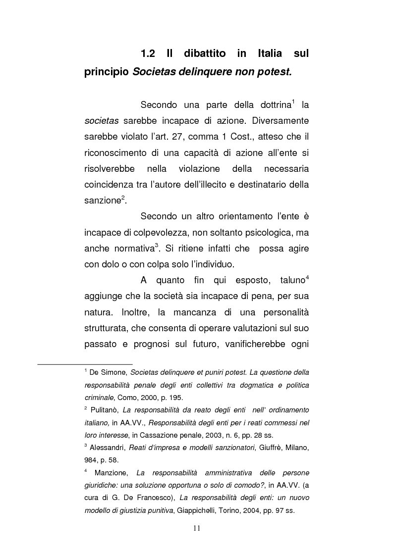 Anteprima della tesi: Le strutture organizzative di cui alla L. 231/2001: un’analisi comparativa, Pagina 6