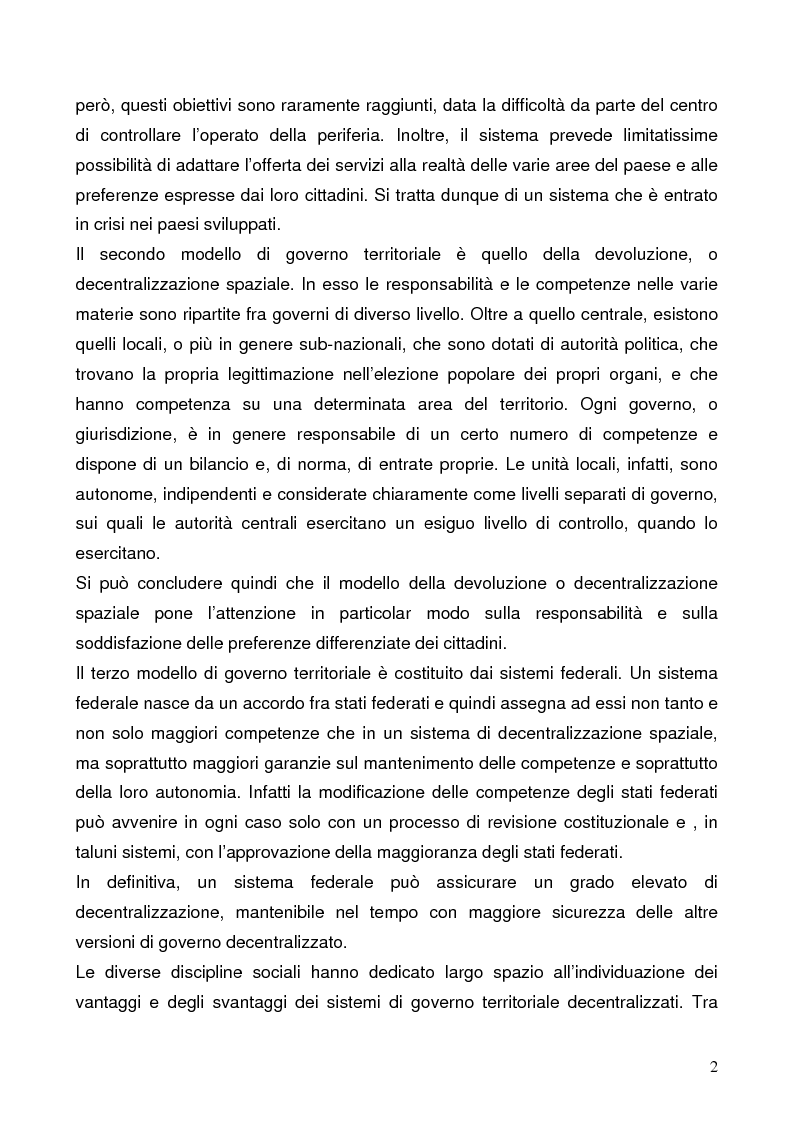 Anteprima della tesi: Il federalismo fiscale: l'Italia e l'Europa, Pagina 2