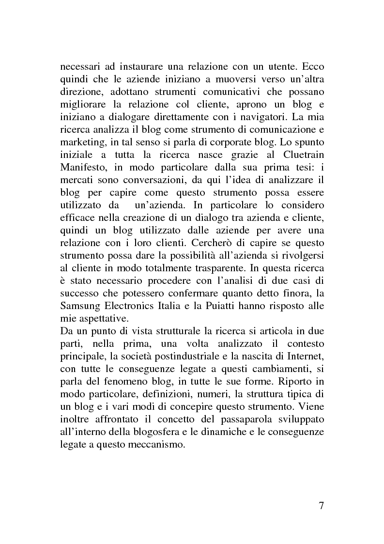 Anteprima della tesi: Il corporate blog - L'utilizzo del blog nella relazione con il cliente, Pagina 2