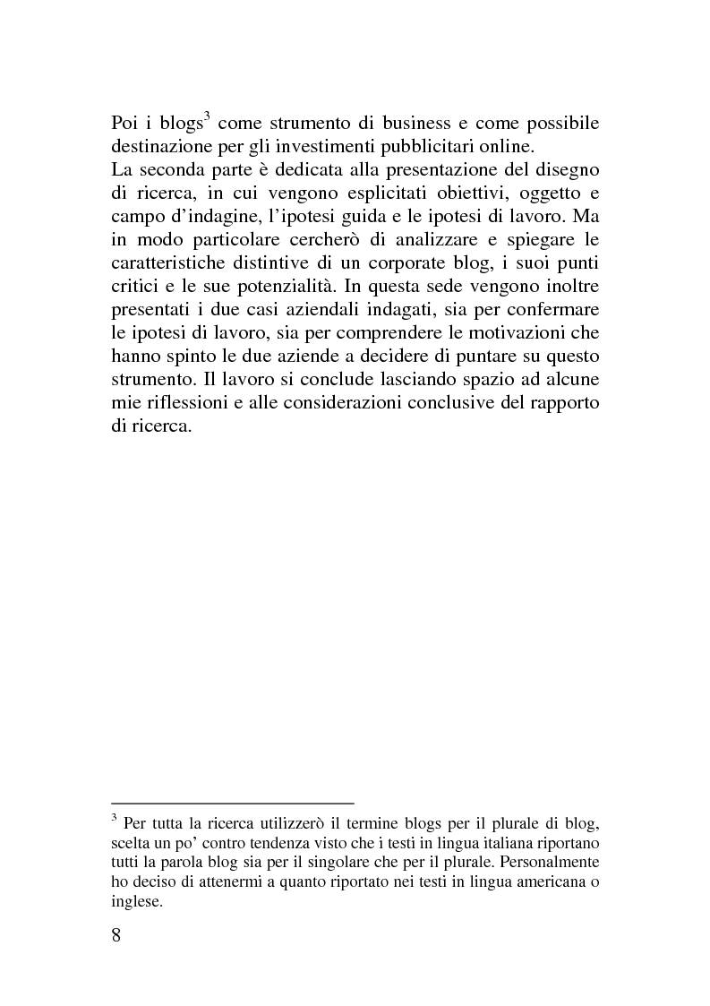 Anteprima della tesi: Il corporate blog - L'utilizzo del blog nella relazione con il cliente, Pagina 3