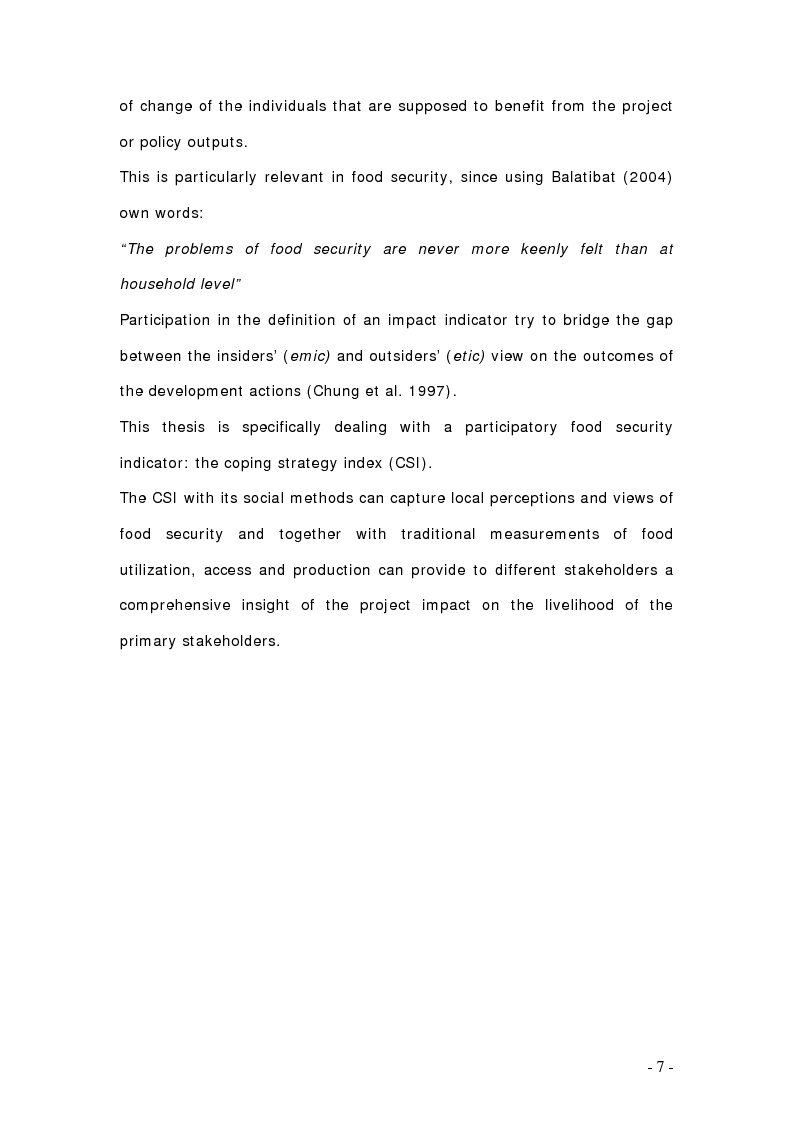 Anteprima della tesi: The Coping Strategy Index, a Participatory Impact Indicator for Results-Based Monitoring and Evaluation of Food Security, Pagina 3