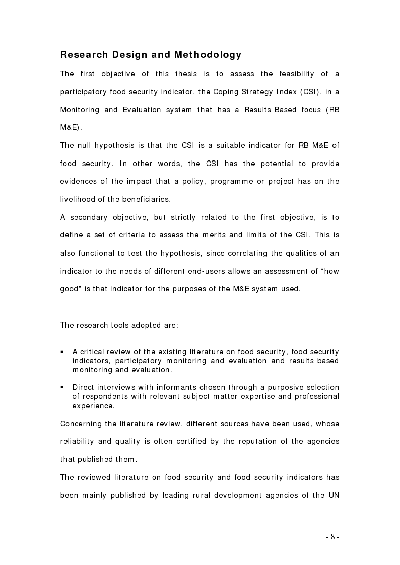 Anteprima della tesi: The Coping Strategy Index, a Participatory Impact Indicator for Results-Based Monitoring and Evaluation of Food Security, Pagina 4