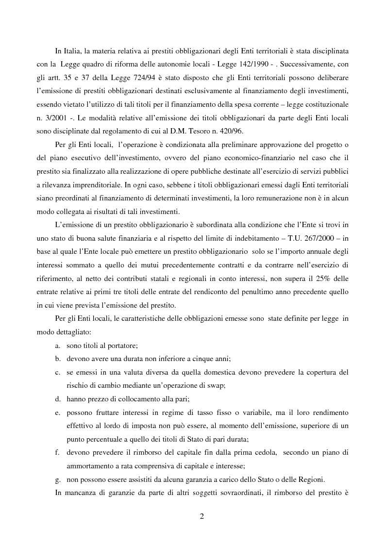 Anteprima della tesi: I Prestiti Obbligazionari degli Enti Locali, Pagina 2