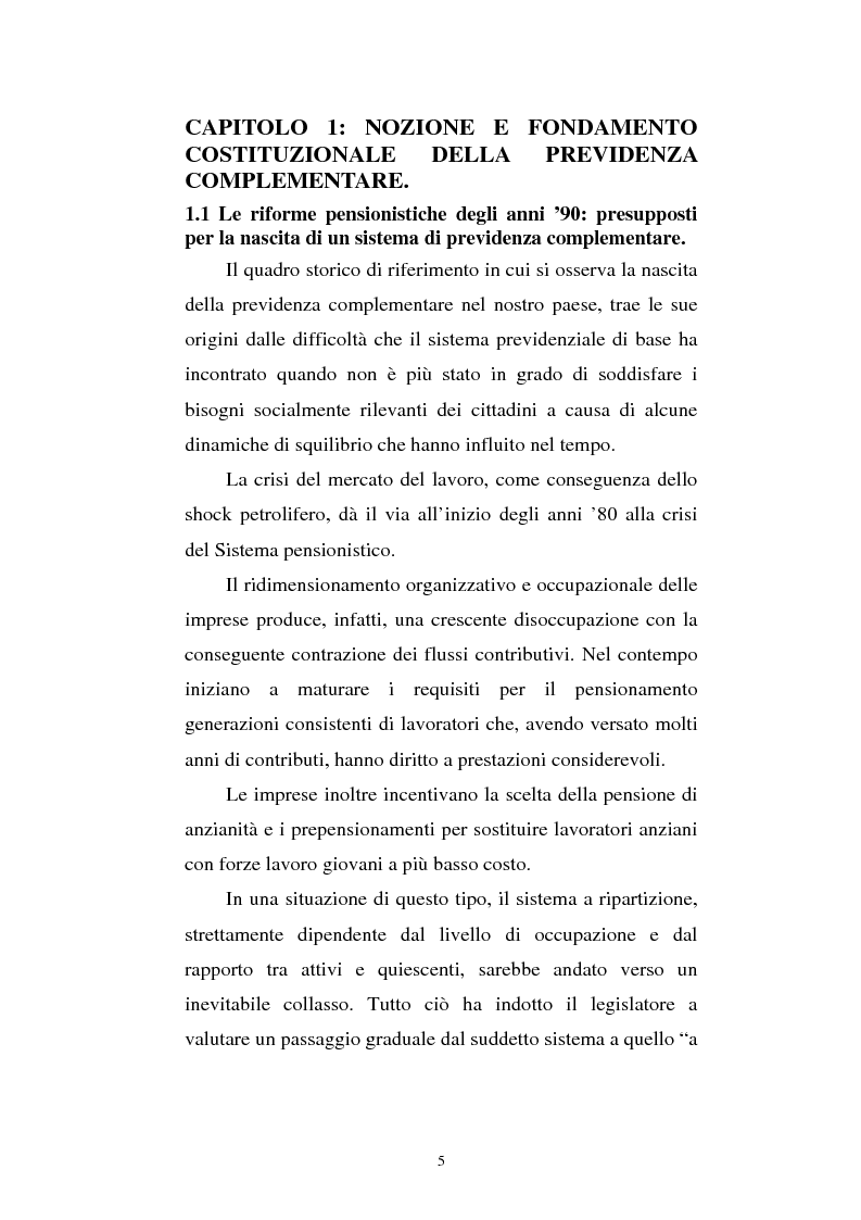 Anteprima della tesi: Le fonti di finanziamento della previdenza complementare alla luce del D.Lgs. n. 252/2005, Pagina 5