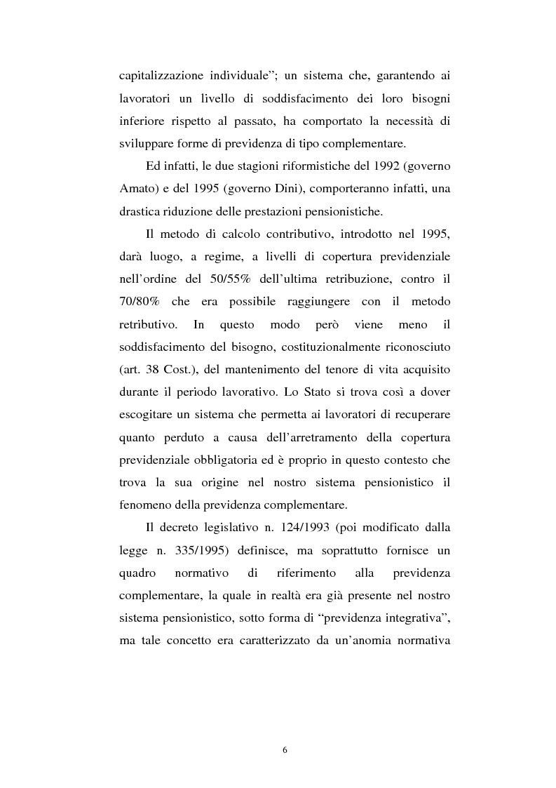 Anteprima della tesi: Le fonti di finanziamento della previdenza complementare alla luce del D.Lgs. n. 252/2005, Pagina 6