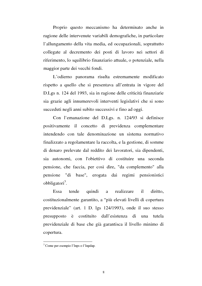 Anteprima della tesi: Le fonti di finanziamento della previdenza complementare alla luce del D.Lgs. n. 252/2005, Pagina 8