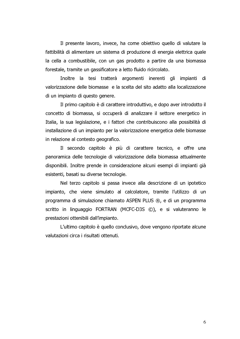 Anteprima della tesi: Valorizzazione energetica di biomassa in un impianto a celle a combustibile, Pagina 2