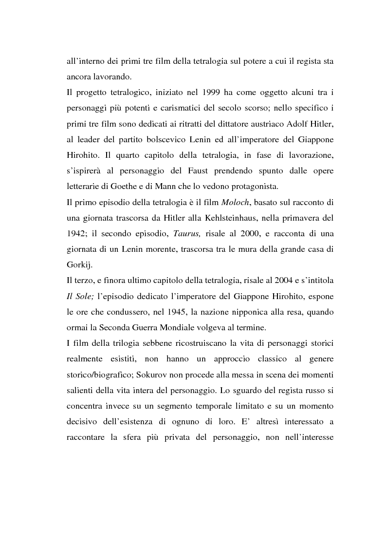 Anteprima della tesi: Moloch, Taurus, Il Sole. Trilogia sul potere di A. Sokurov tra declino storico e declino esistenziale, Pagina 3