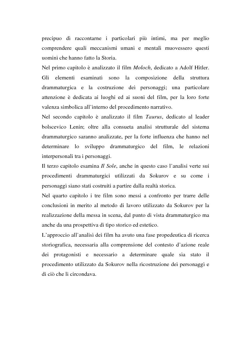 Anteprima della tesi: Moloch, Taurus, Il Sole. Trilogia sul potere di A. Sokurov tra declino storico e declino esistenziale, Pagina 4
