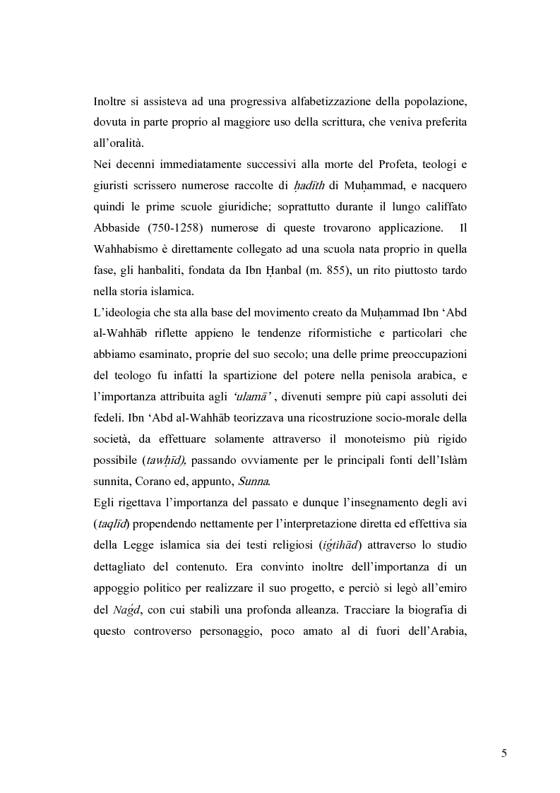 Anteprima della tesi: Il movimento wahhabita, Pagina 5